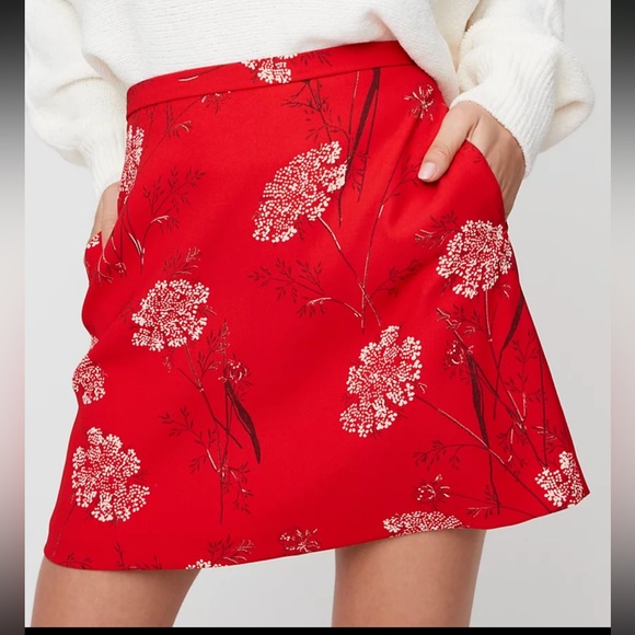 Aritzia Skirts Aritzia Wilfred Renee Floral Red Mini Skirt Poshmark